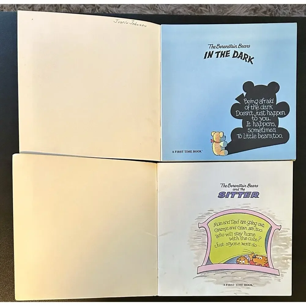 Vintage 1981 & 1982- The Berenstain Bears Book Lot - In The Dark & Sitter